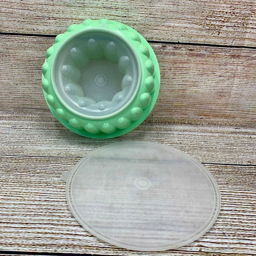 Tupperware Jello Mold Green Jel Ring Mold 1201-4 1202-1 & Lid‎ 1203-5 Vintage